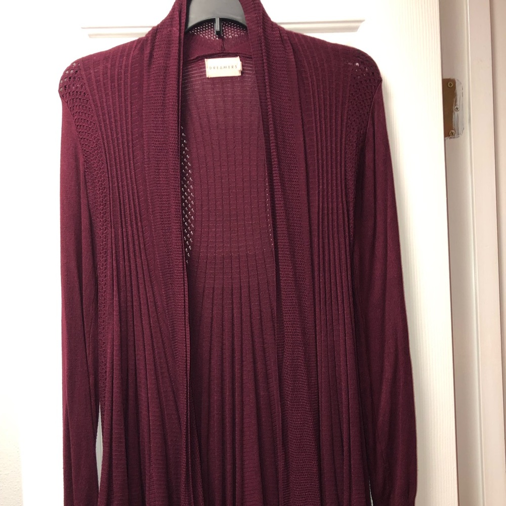 Maroon pleated cardigan